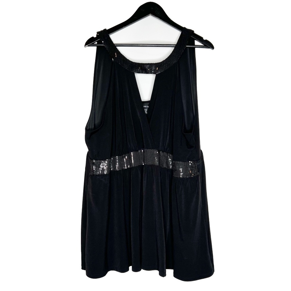 Torrid Blouse Top Black Knit Surplice Sequin